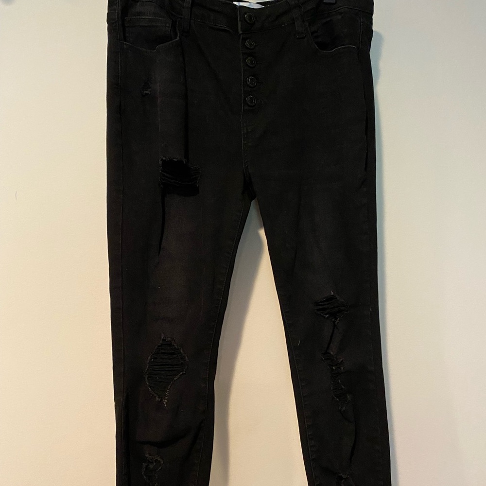 Womens black ripped skinny jeans Midrise